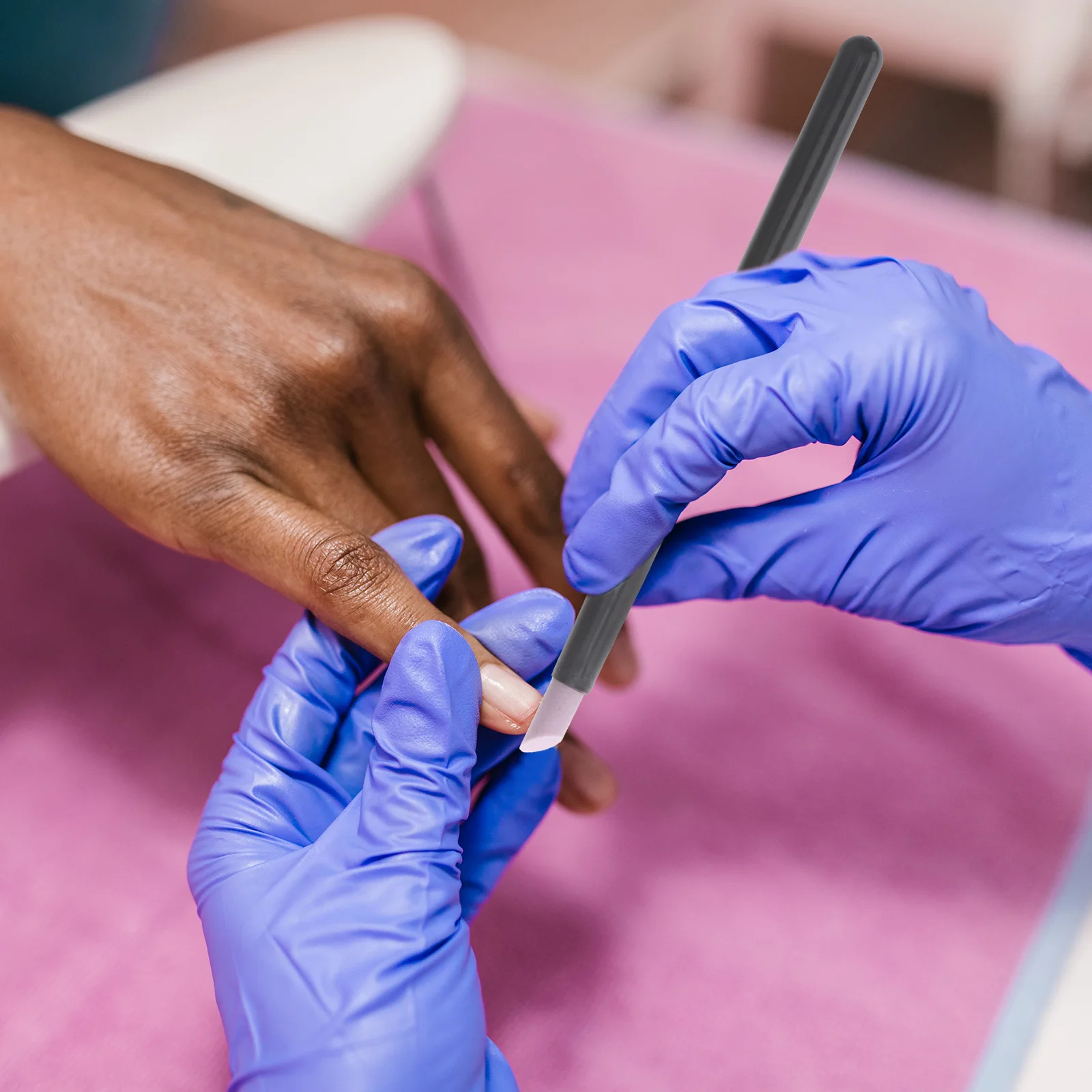 2 pezzi spingipelle rimozione della pelle morta strumento per manicure bastone artistico lavabile superficie delicata per la cura delle unghie manicure con asta lucida