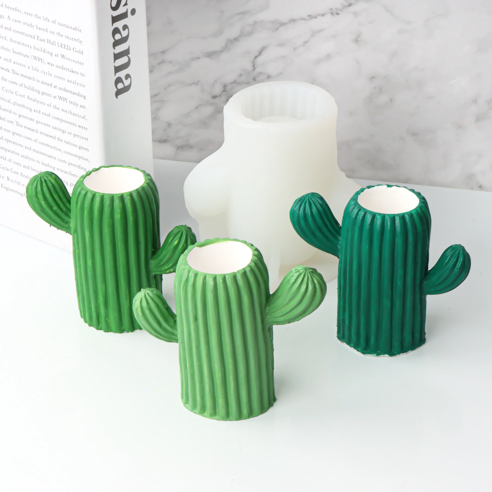 Cactus Candle Mold Silicone Smile 3D Cacti Clay Craft Soap Mold Making Epoxy Resin Plaster Tool DIY Home Decoration Car Ornament