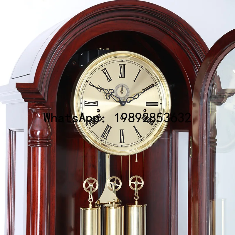 Hys rosewood mahogany jiuding mahogany floor clock living room mechanical movement large swing clock