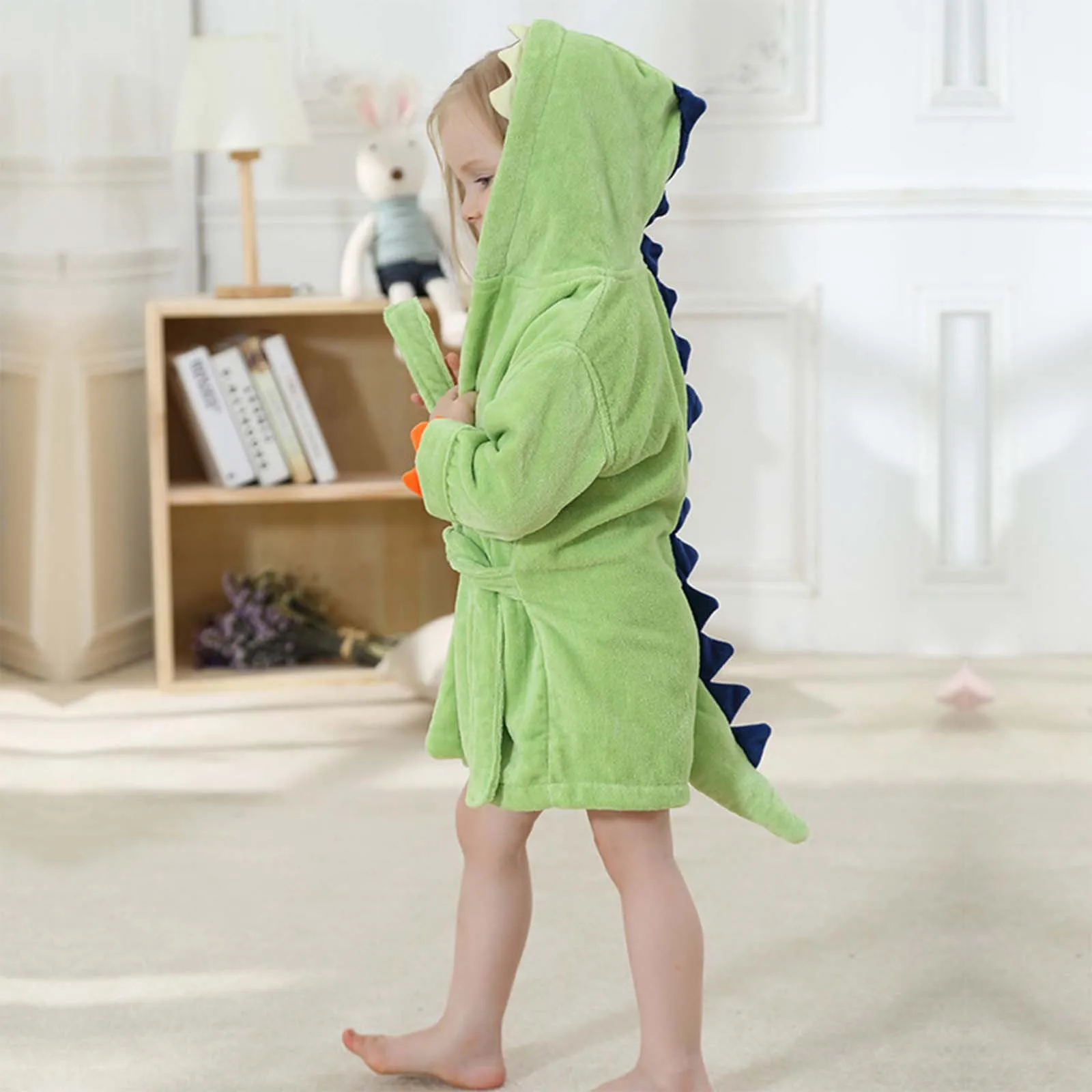 Cartoon Dinosaur Children Bathrobes Baby Kids Pajamas Hooded Beach Towel Bathrobe Soft Bath Robe Toddler Boys Girls Robes Gown