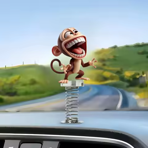 Funny Car 2D Acrylic Monkey Pendant Personalized Decor Pendant Bobblehead Cartoon Dashboard Decor Car Interior Accessories