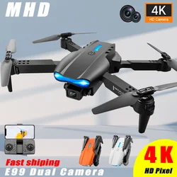 MHD E99 Drone with 4K Dual Camera One Key Takeoff Landing Gravity Sensing Face Recognition 360° Flip Headless Mode WiFi FPV Toys