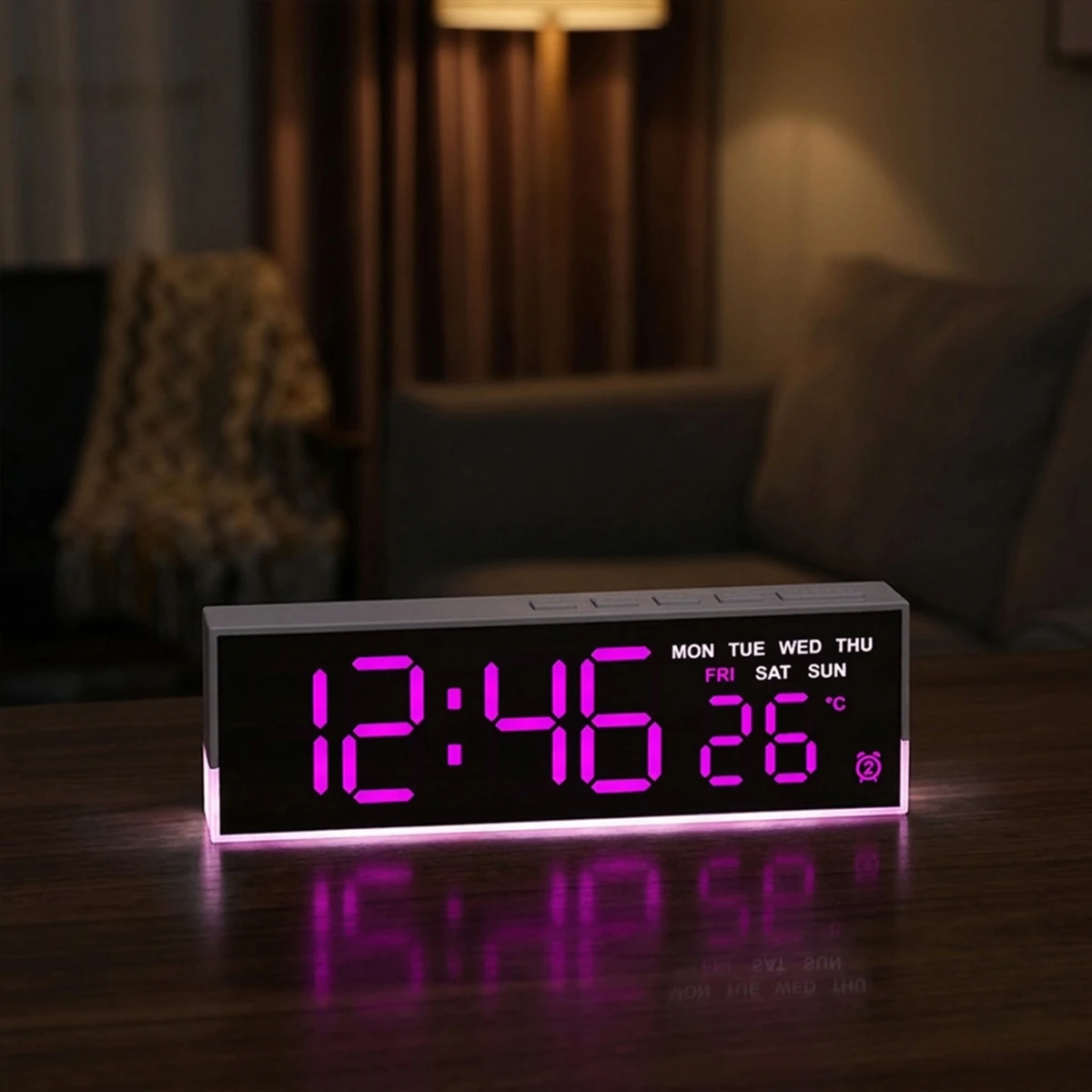 LED Digital Alarm Clock Temperature Week 2 Alarms Ambient Light Brightness Adjustment Bedside Electronic Table Clock USB Powered