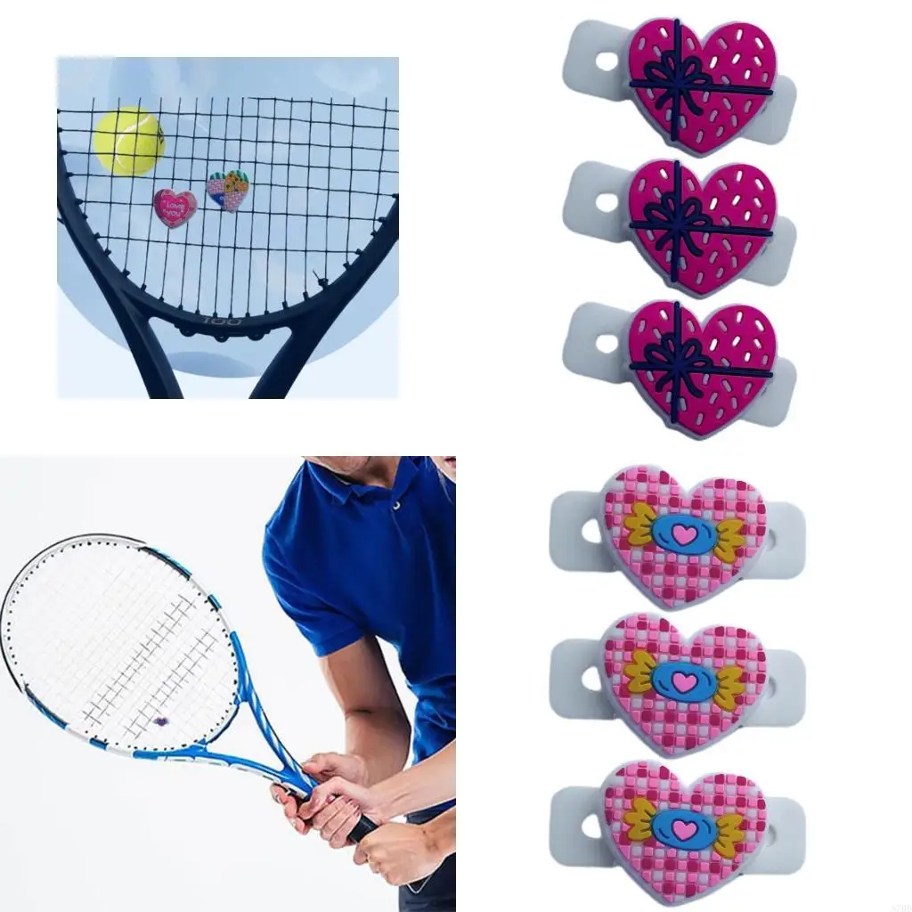 

Quickly Install Heart Tennis Racket Dampener Silicones Tennis Vibration A70D