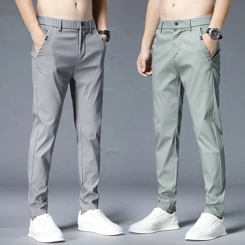 

Женские летние новые тонкие повседневные брюки, мужские Модные деловые облегающие Прямые хлопковые однотонные Брендовые брюки 38 в классическом стиле