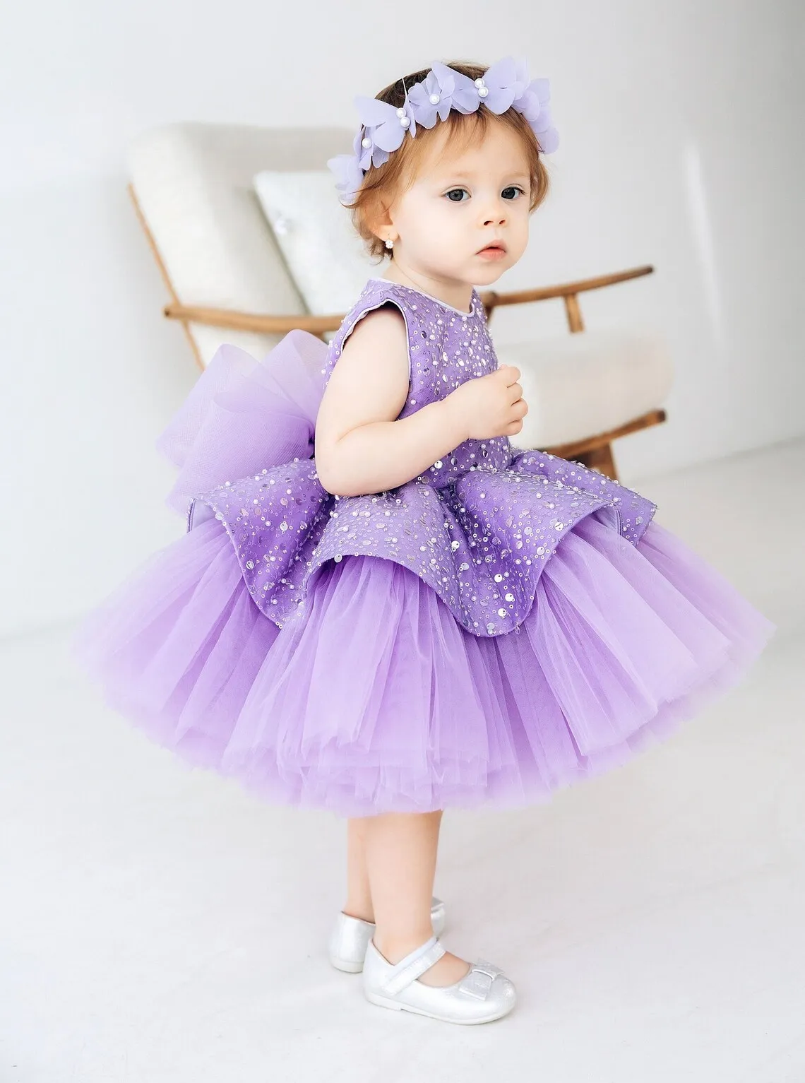 Puffy Toddlers Flower Girl Dresses Tulle Lace Bow abito da ballo senza maniche Baby Kids Birthday Party Wedding abito al ginocchio