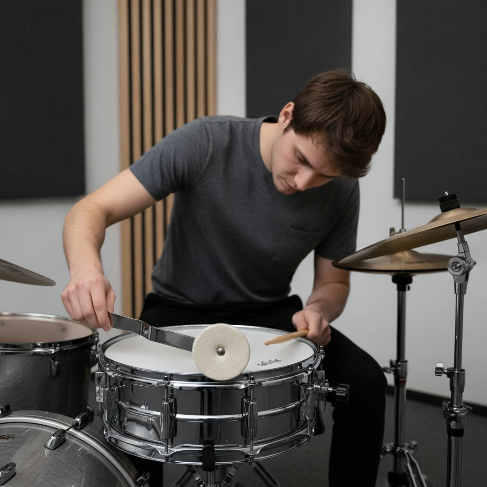 Drum Muffler with Felt Pad Adjustable Drum Dampener with Clamp Percussion Accessory Versatile Effective for Drummers