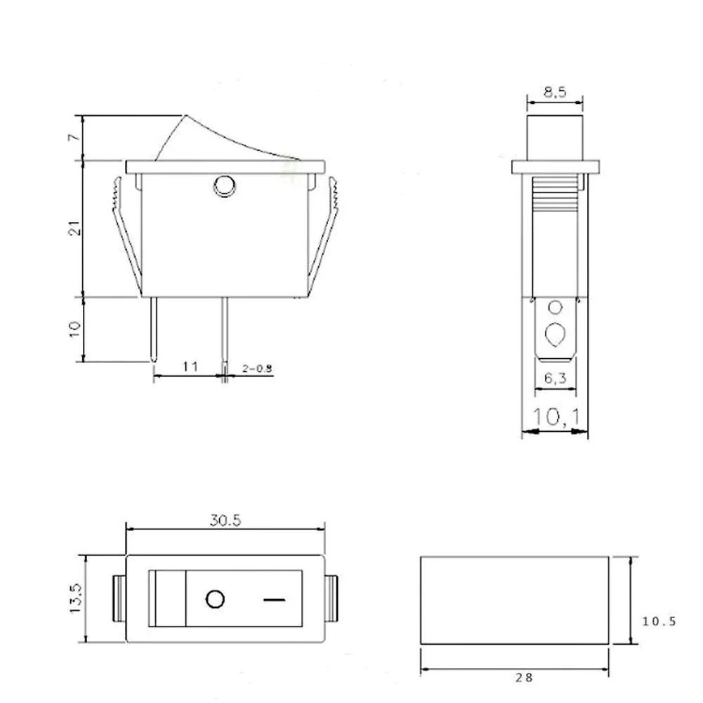 For Treadmill On-Off Rocker Switch KCD3-101/2P Model 12V 16A 2 Position SPST 240Vac 250VAC High Quality Practical