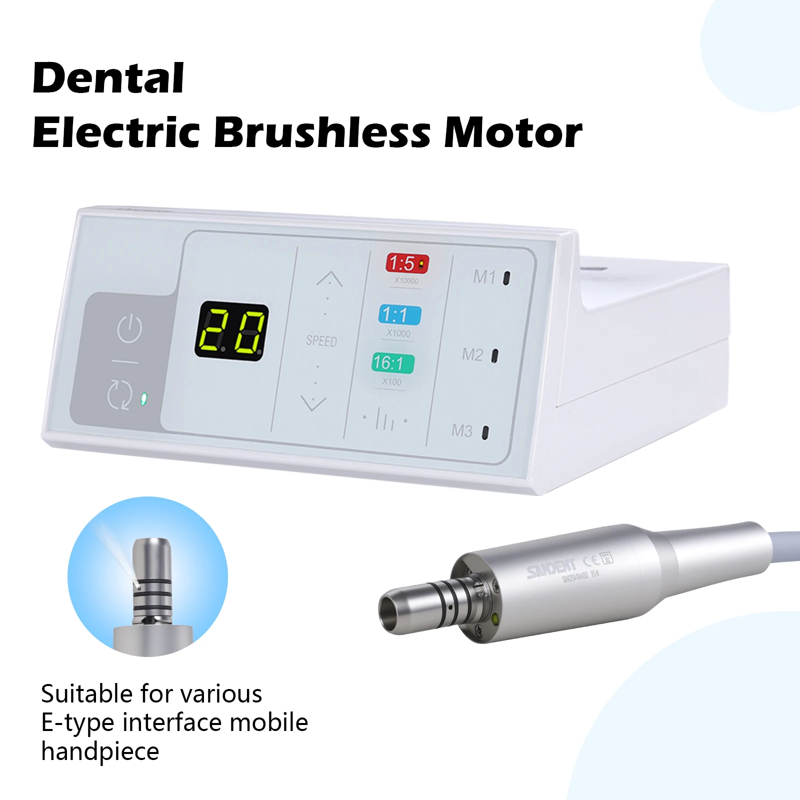 Dental Electric LED Micro Motor Brushless Internal Spray Brushless Fit for 1:1/1:5/16:1 Low Speed Handpiece Dentist Tool