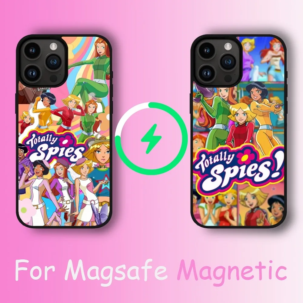 Cartoon T-Totally Spies! Phone Case For iPhone 11 12 13 14 15 Max Plus Pro Wireless Magnetic Magsafe Charging Shell