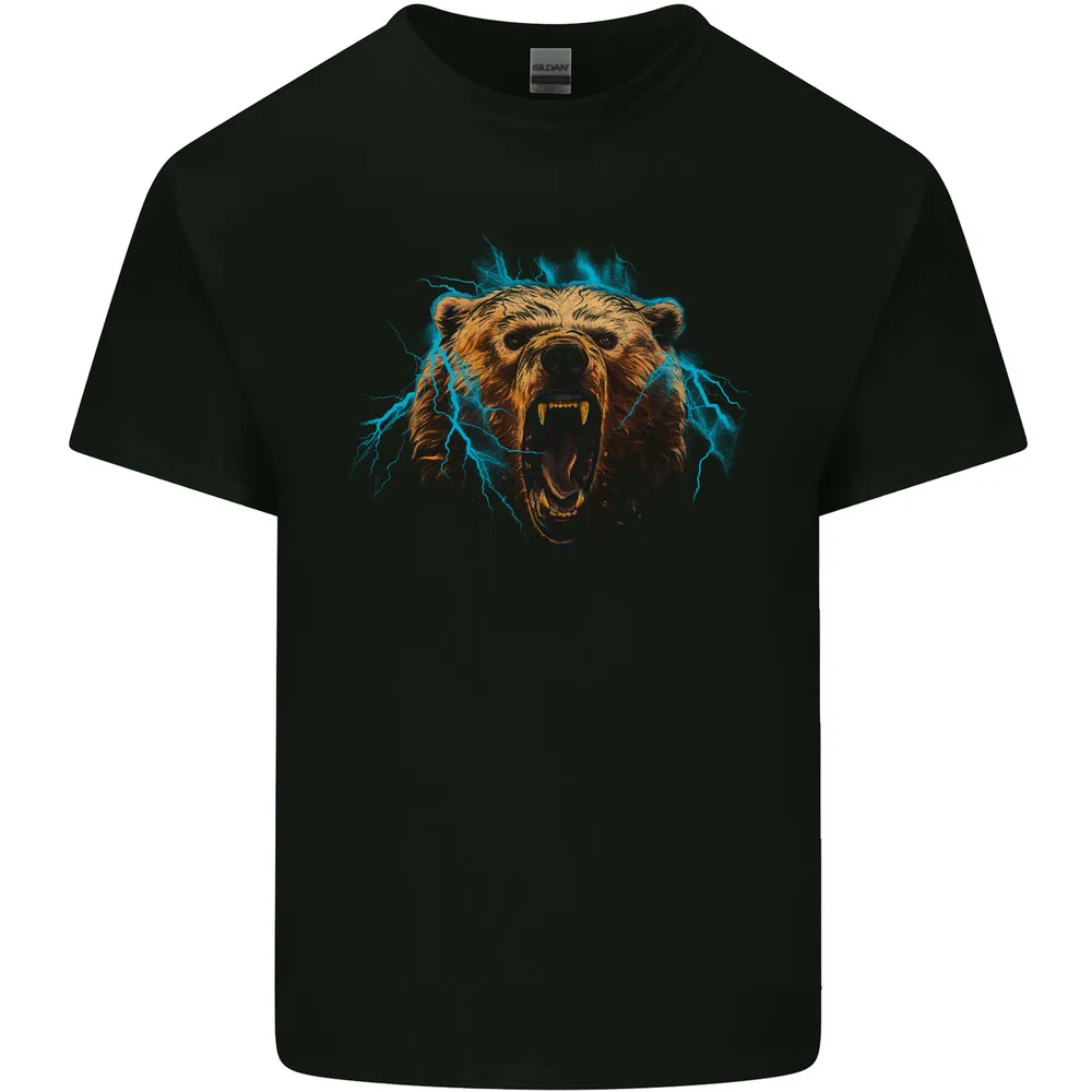 Bear Lightening Bolt Mens T-shirt High Quality 100%Cotton Short Sleeve