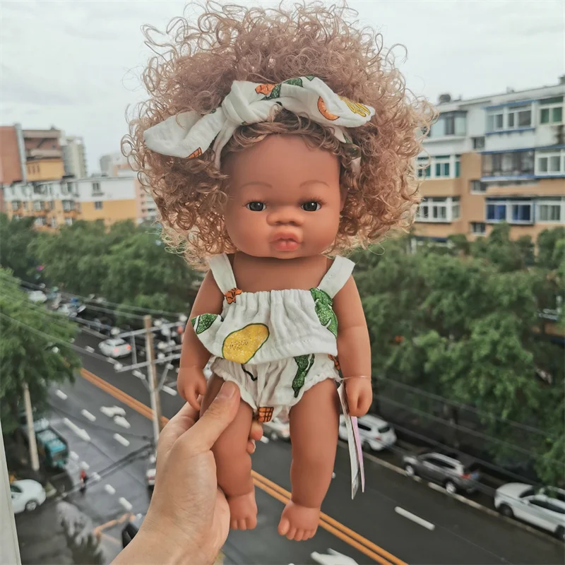 35 cm Neonato Reborn Bambola Africana Simulazione Del Bambino Morbido Vinile Bambini Giocattoli Realistici Di Natale Di Compleanno Giocattoli Bambole per Neonati