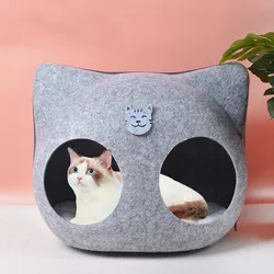 Bed Large Felt Cat Bed Cave Enclosed Cat Bed Warming Cat House Sleeping Bed Cat Nest for Kittens or Small Dogs Outdoor