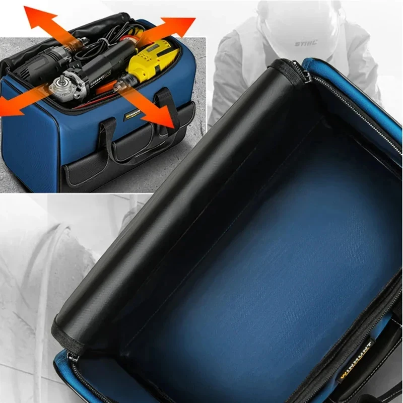 Multifunctional Thickened Square Tool Bag Waterproof Multi Pockets Tool Organizer Large Capacity Electrician Storage Bag