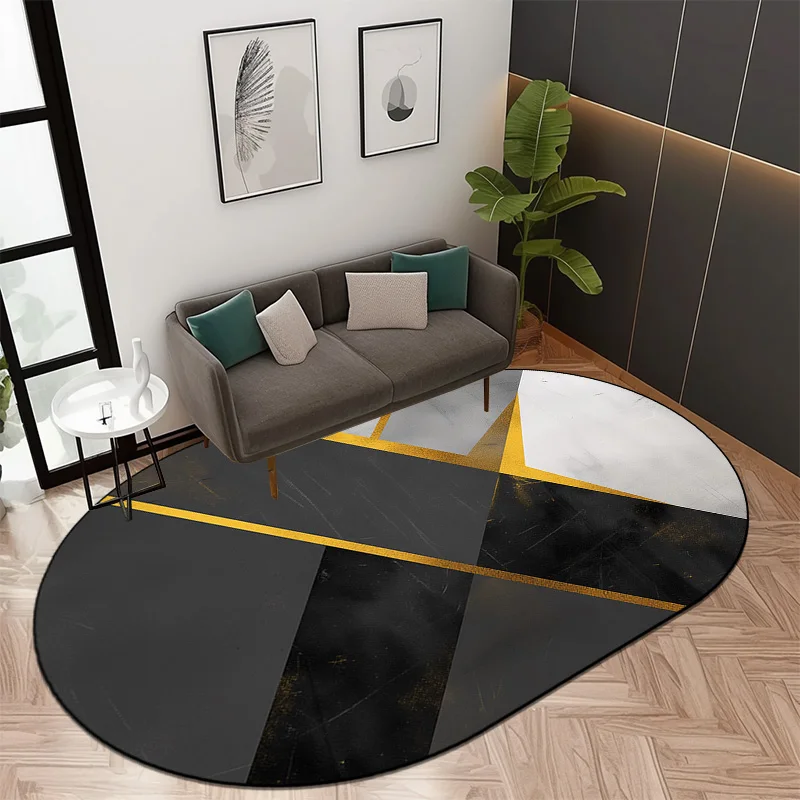 

Light Luxury Geometric Oval Carpet Modern Decoration Home Carpets Soft Non-slip Rugs for Bedroom Bedside Large Area Entrance Mat