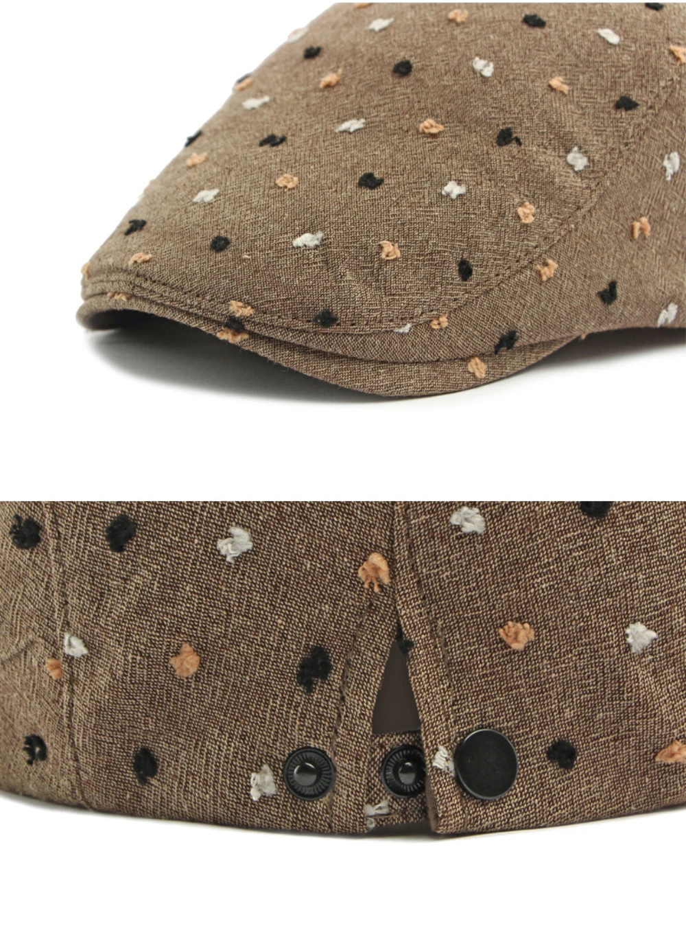 HT5104 Baskenmützen für Herren und Damen, Vintage Künstler-Mütze, Verstellbare Ivy-Flatcaps für Frühling und Sommer, Leinen-Baskenmütze – Detail 5