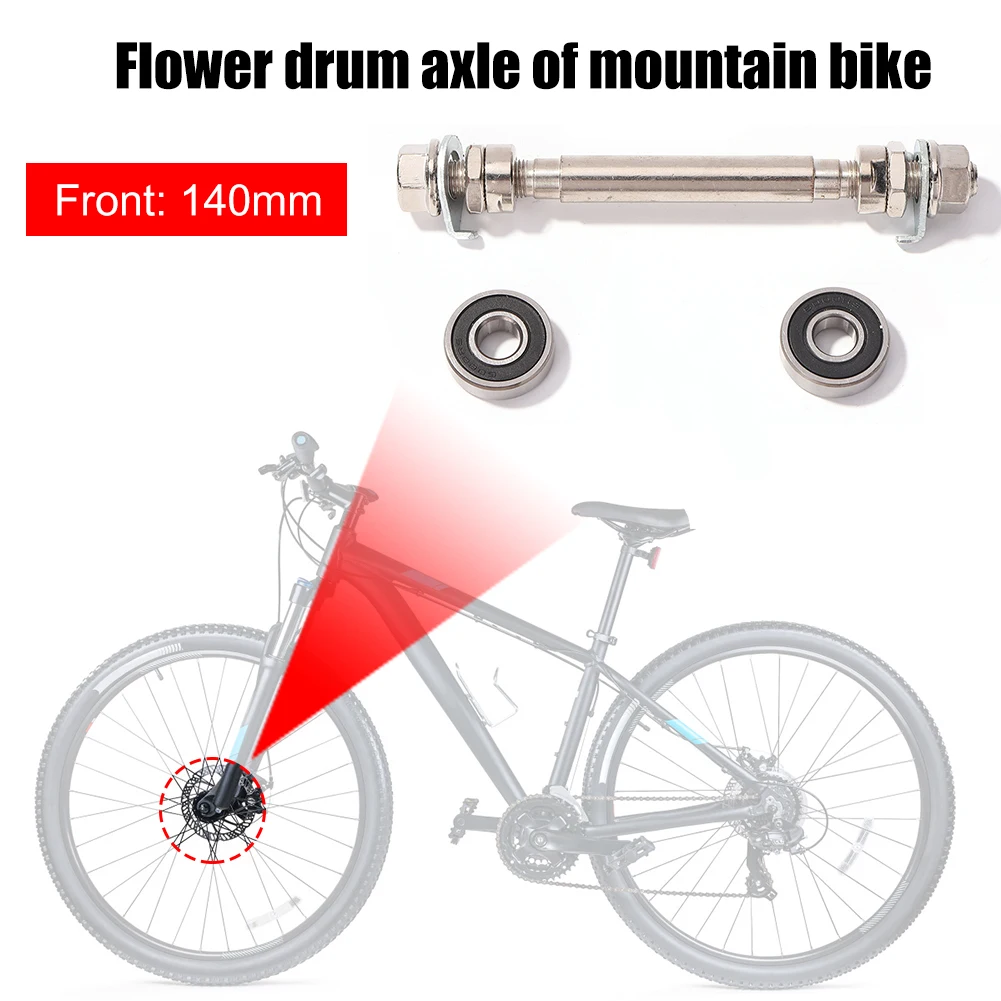 Bike Front Rear Wheel Hub Axle with 2 Bearings Bicycle Spindle Shift Shaft Lever