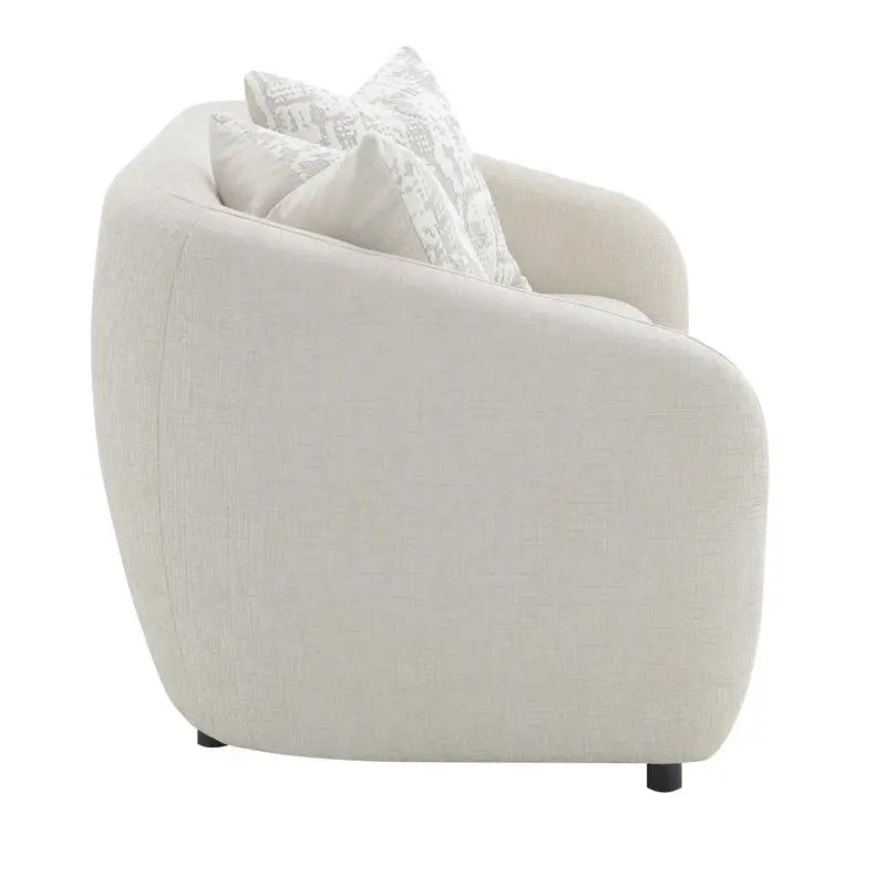 Loveseat de linho bege com 3 almofadas – assento elegante e confortável para qualquer espaço vivo
