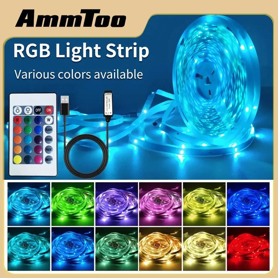 3535 5V LED Light Strip 5-15m RGB Flexible Tape Mini Control Dimmable Christmas Tree DIY Light for Home Room Decor TV BackLight