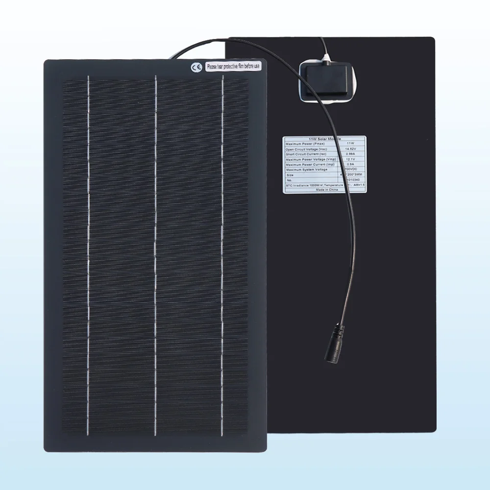 XINPUGUANG لوحة شمسية محمولة 11 وات 18 فولت مع شاحن آمن ومستقر للتيار المستمر لمصرف الطاقة  بطارية خارجية مقاومة للماء للتخييم والمشي لمسافات طويلة  هدية منزلية لسيارات التخييم