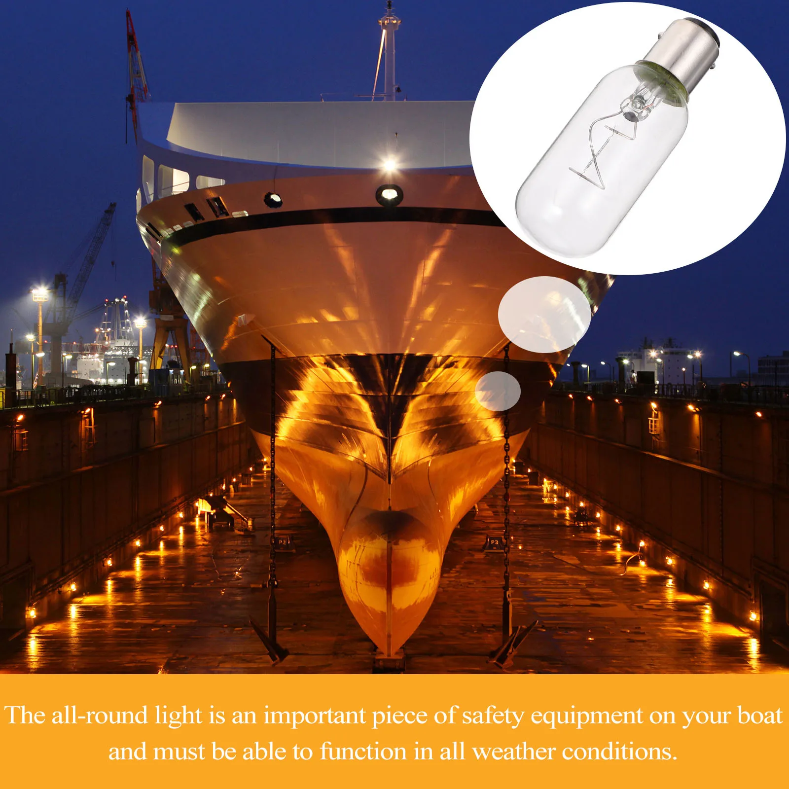 

1Pcs Marine Navigation Light Durable Transparent Glass All Round Running Lamp Bulb for Boat Yacht Front Stern Bow Indicator