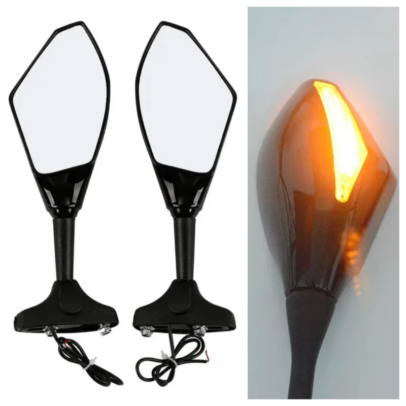 Black accessories Motorcycle LED Turn Signals Rearview Sport Bike Mirrors for For CBR 600 F4i 929 954 RR F1 F2 Hurricane