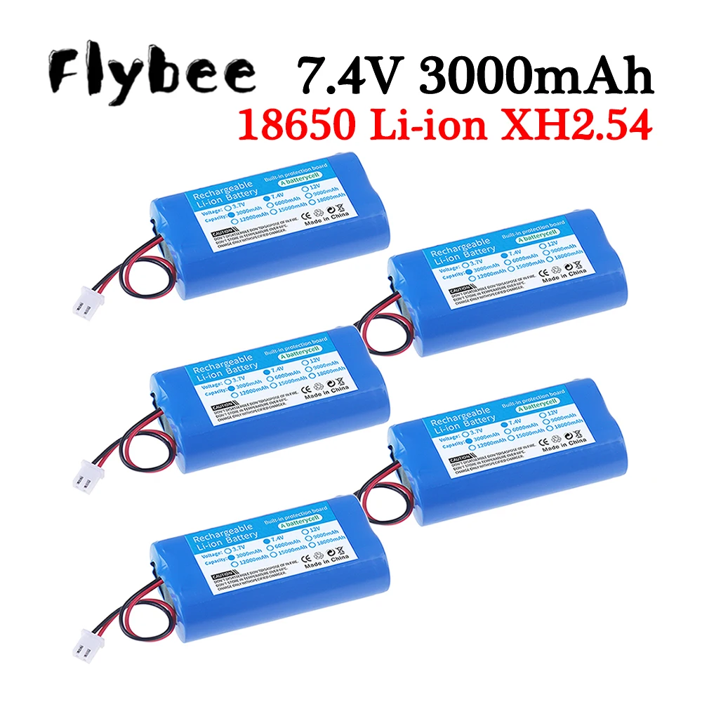 18650 7.4V 3000mah Rechargeable Battery Pack For Megaphone Speaker Small Player 2S 7.4V Li-ion Battery with XH2.54 Plug