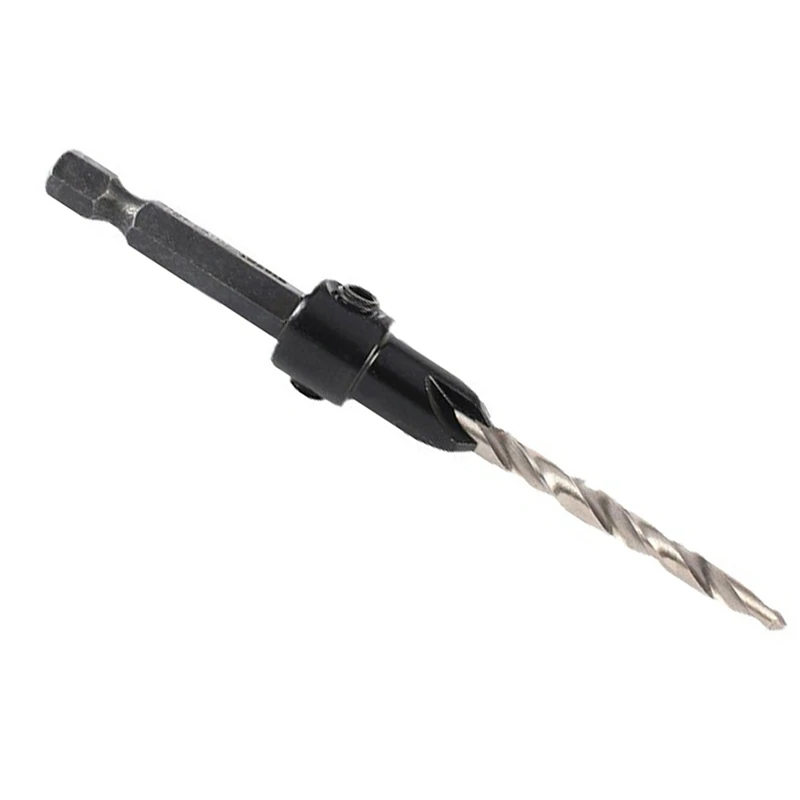 A23T 5Pcs High Speed Steel Adjustable Wood Countersink Drill Bit Set Tapered Drill Bit for Woodworking Hex Shank 4 6 8 10 12