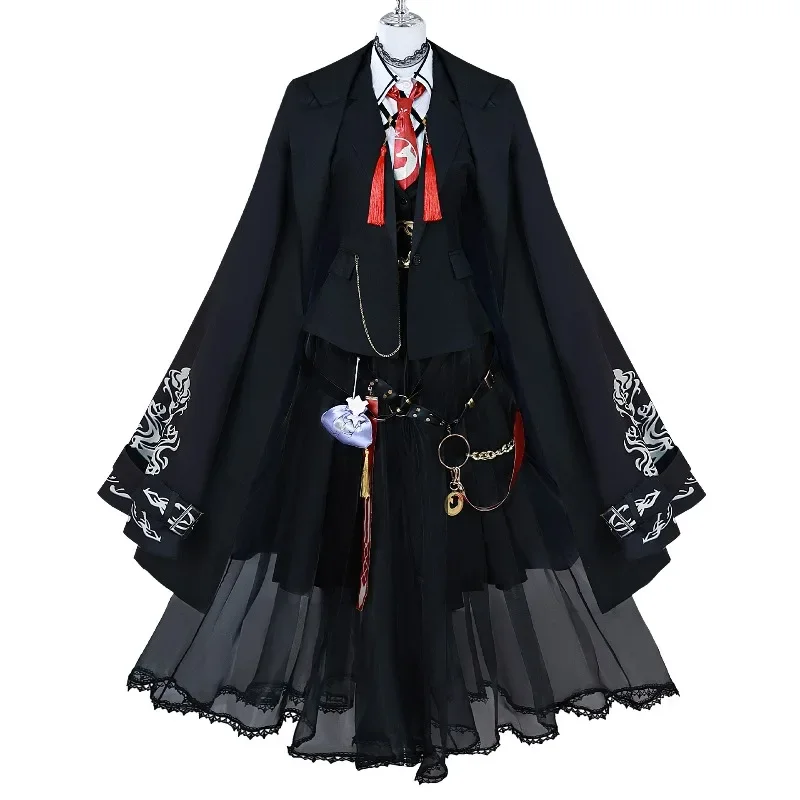 

2025 new Game Arknights Vulpisfoglia Cosplay Costume Black Dress Wig Ear Tail Set for Party Lappland Cosplay RolePlay Outfits