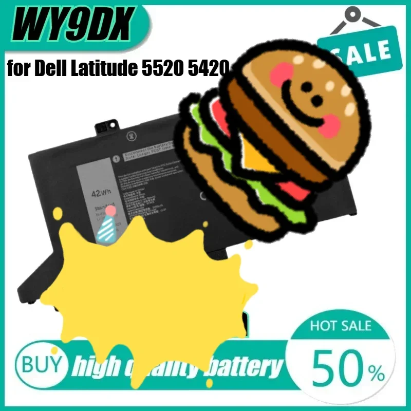 

11.4V 42Wh WY9DX Laptop Battery for Dell Latitude 5520 5420 Precision 15 3560 RJ40G 01K2CF 075X16