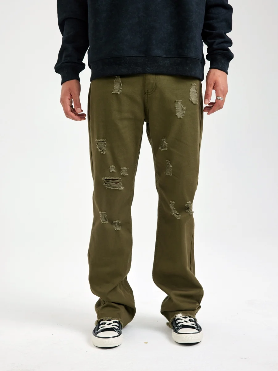 

Джинсы SlowGang High Street Faded Micro Flare для мужчин: повседневные прямые джинсы из хлопкового денима CleanFit, молодежный тренд