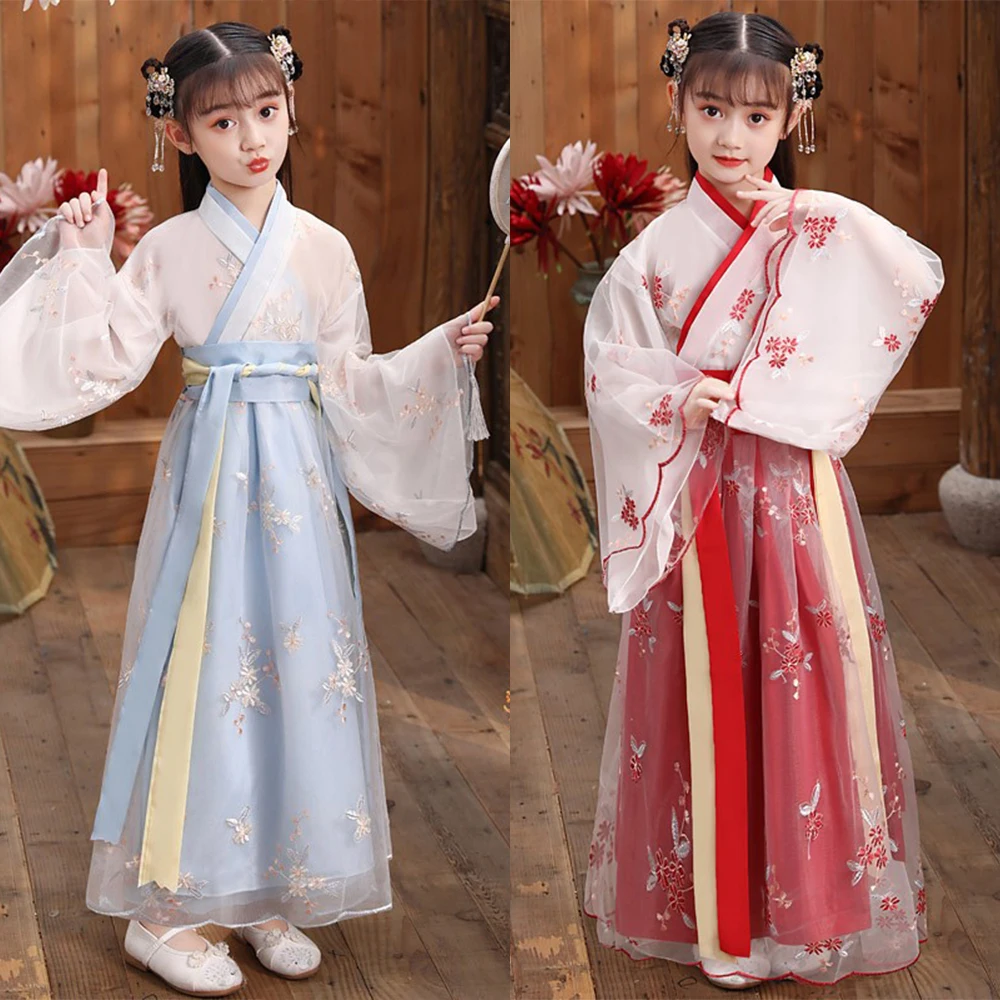 

Chinese Ancient Hanfu Dress For Girls Chinese Traditional Clothes Halloween Party Carnival Cosplay Costume Han Fu Skirts Kids