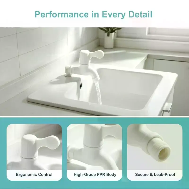 Washing Machine Tap Large Flow Cold Water Nozzle Explosion Proof Plastic Shell for Apartment Bathroom Laundry