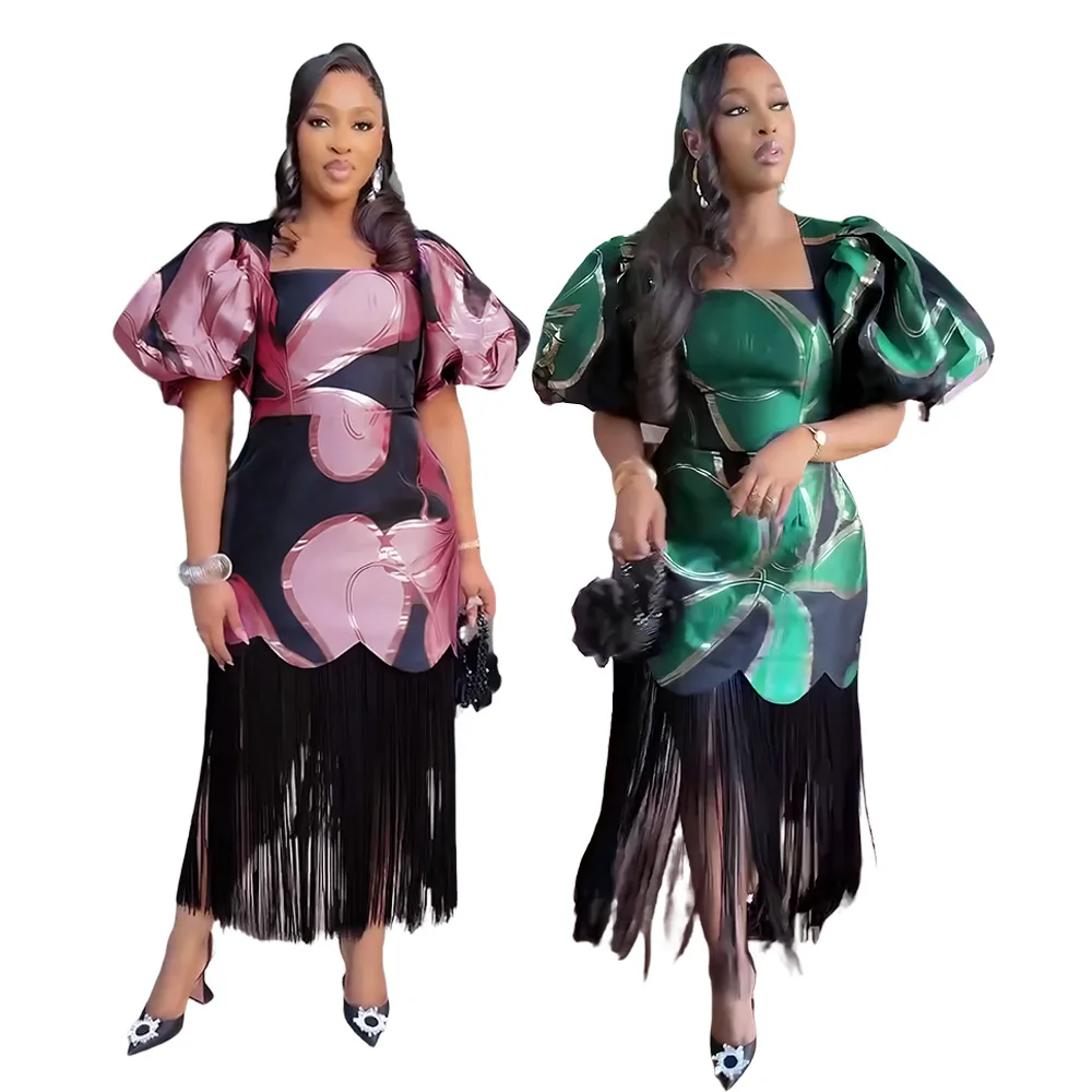 

Tassel Plus Size African Party Dresses for Women Dashiki Ankara Wedding Evening Gown Sexy Bodycon Robe Africa Clothing 2026