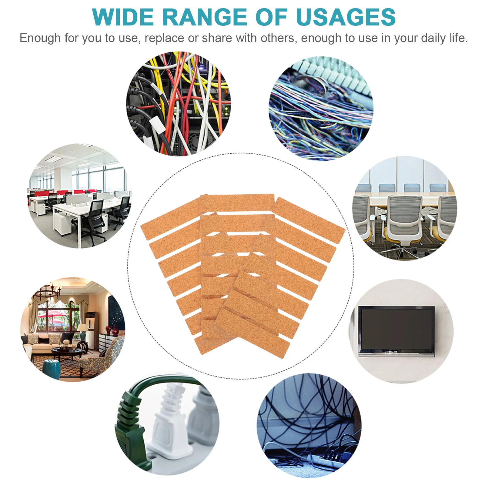 21 قطعة من ملصقات الحبل لاصقة الفلين مقاومة للماء ومقاومة للتمزق لتحديد هوية تنظيم الأسلاك في المكتب المنزلي