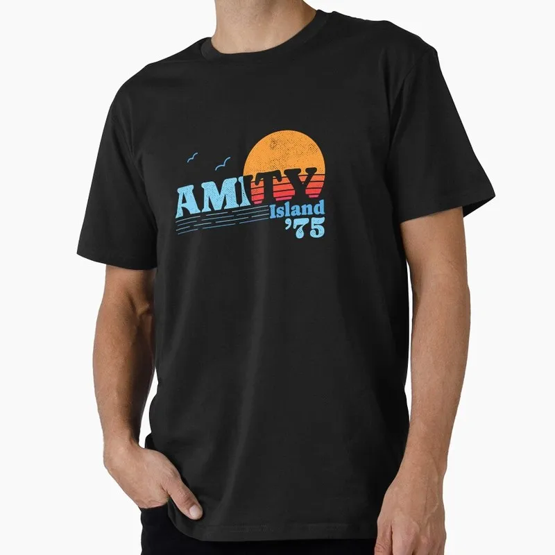 Jaws Horror Movie Halloween Gift T Shirt Vintage Amity Island Great White Shark Graphic Tops Unisex Short Sleeve Streetwear Tees