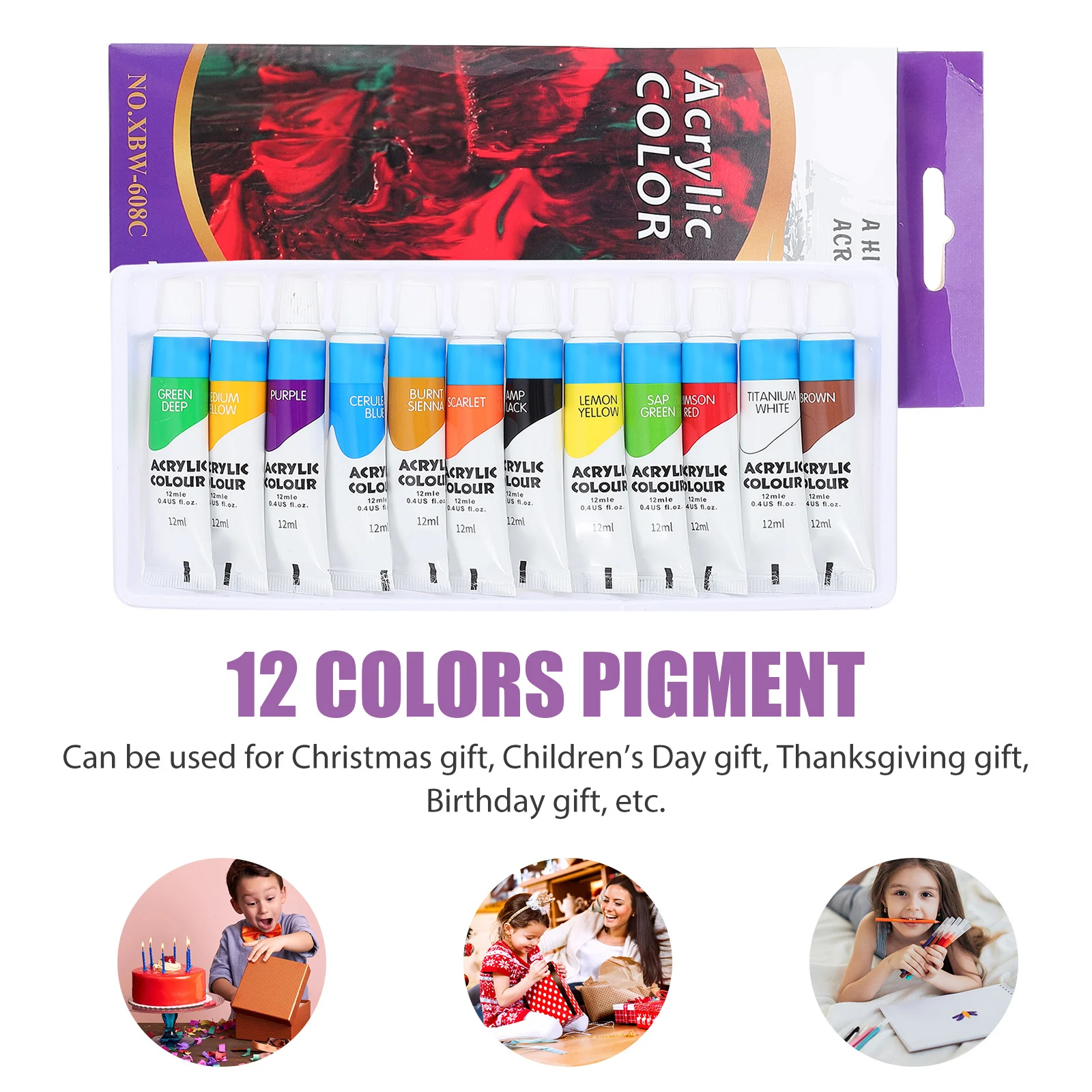 1 مجموعة الملونة الاكريليك مجموعة الطلاء 12 ألوان سميكة الغنية الصباغ لطلاء خربش DIY الكتابة على الجدران الفن الحرفية الكبار المبتدئين