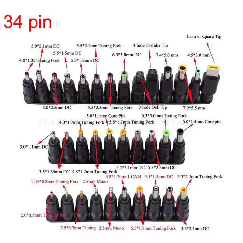 34tips DC Female Power Supply Adapter Connector Plug Jack Charger Connectors DC Conversion Universal Laptop Computers