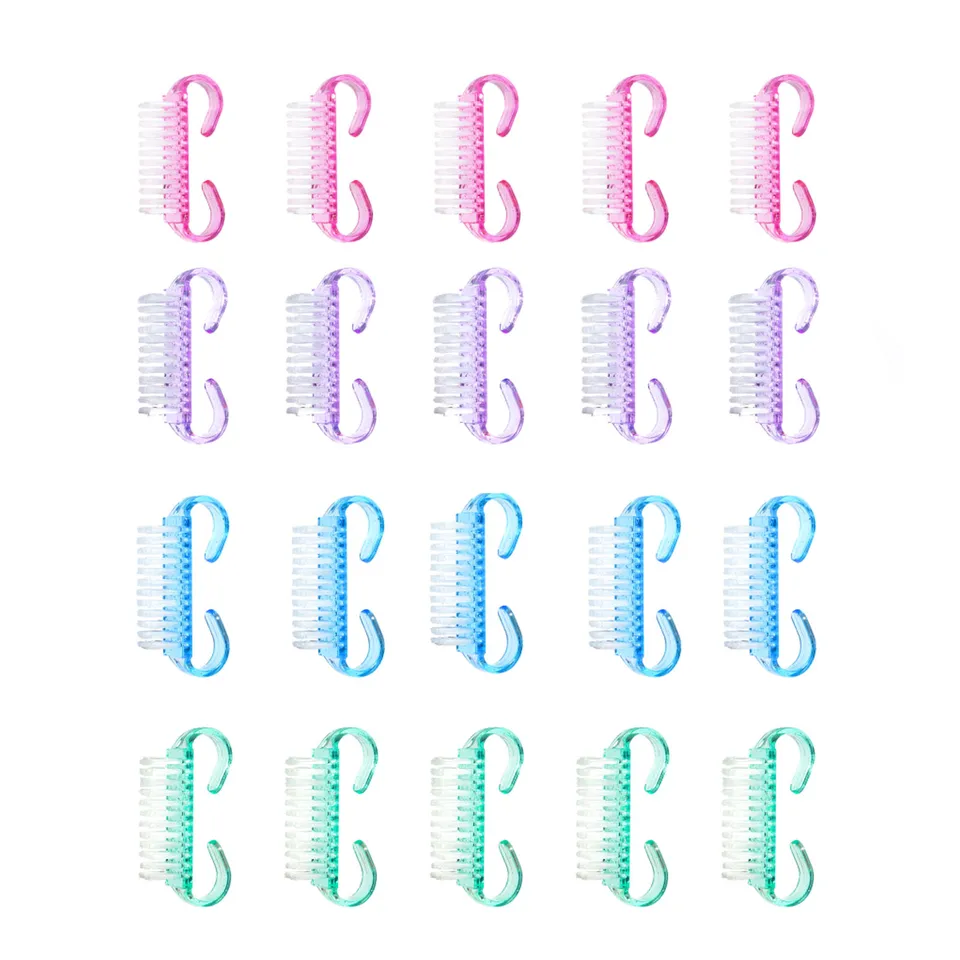 1/5/20 Piezas Brocha de Acrílico para Uñas Color Rosa Nail Art Manicura Pedicura Suave para Quitar Polvo Plástico Limpieza Brochas de Uñas Set de Herramientas 6