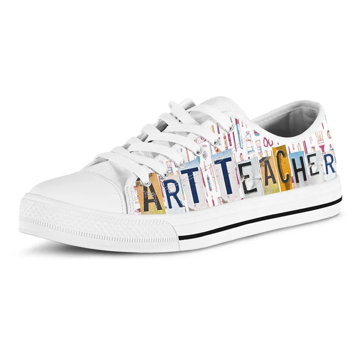 License Plate Art Teacher Women Shoes New Lowtop Sneakers Shoes For Women Canvas Round Toe Causal Flats Women