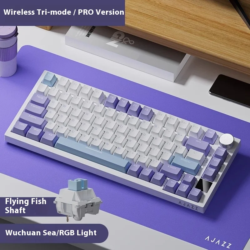 

Подлинная беспроводная Bluetooth-клавиатура Ajazz Ak820 Pro, изготовленная на заказ механическая клавиатура 75, трехрежимная игра, специальный ноутбук, компьютер, планшет