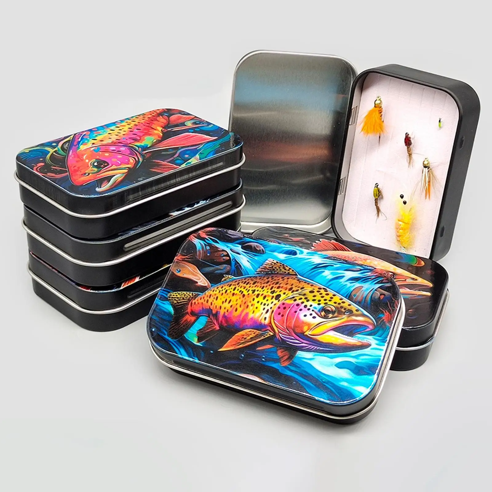 Portable Durable Fly Fishing Flies Box Practical Fly Hook Box Metal Sturdy Fishing Tackle Box,Fishing Tackle Organizer Accessori