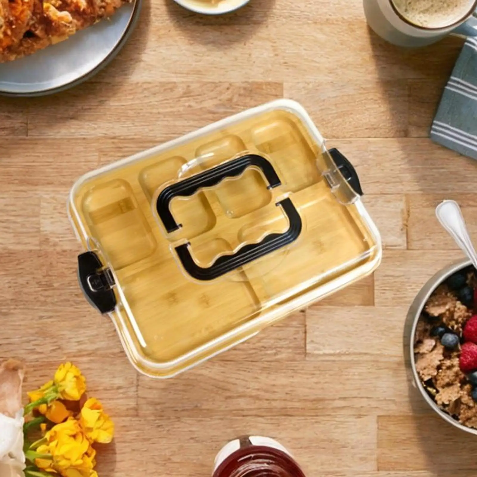 

Bamboo Cheese Board Serving Utensil Compartmentalized Snack Container for Birthday Celebration Anniversary Housewarming Wedding