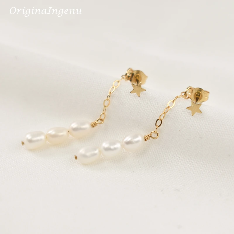 Natural Pearls Earrings 14K Gold Filled Earrings Handmade Drop Earrings Vintage Jewelry Boho Earrings Tarnish Resist Jewelry