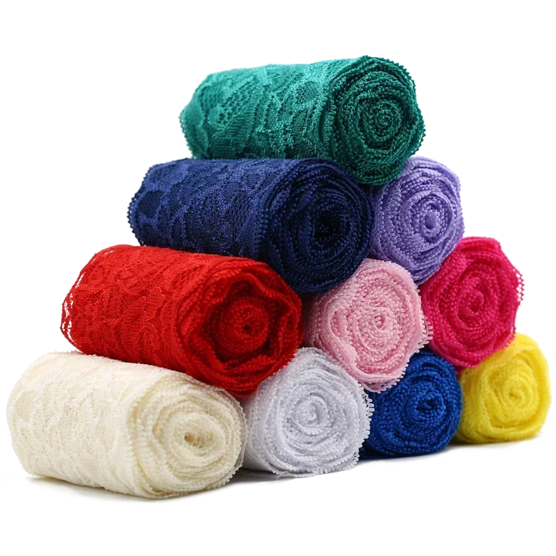 3Meters/Lots 8cm Elastic Lace Crafts Sewing Ribbon White Black Stretch Lace Trimming Knitting Material DIY Garment Accessories