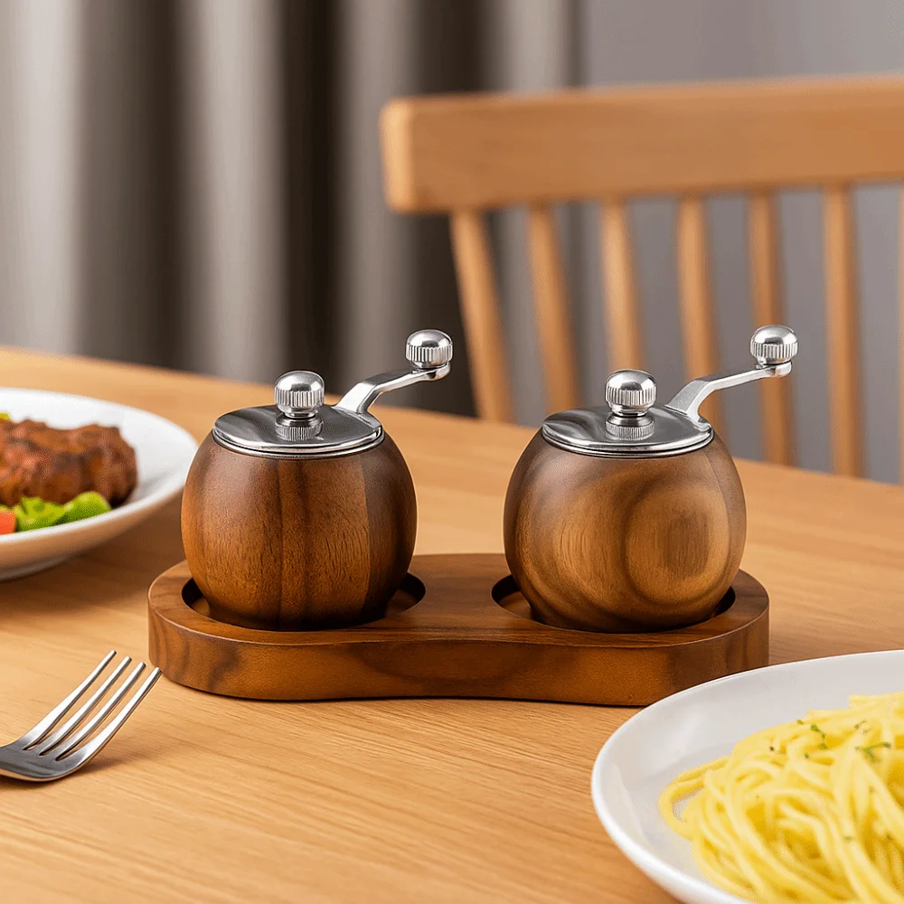 

Wooden Spherical Pepper Grinder Ceramic Grinding Core Large Capacity Manual Pepper Grinder Hand-cranked Pepper Mill Restaurant