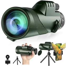 80x100 HD Monocular for Smartphone Adapter Tripod Telescope with BAK4 Prism for Birdwatching, Hunting, Hiking, Outdoor Camping