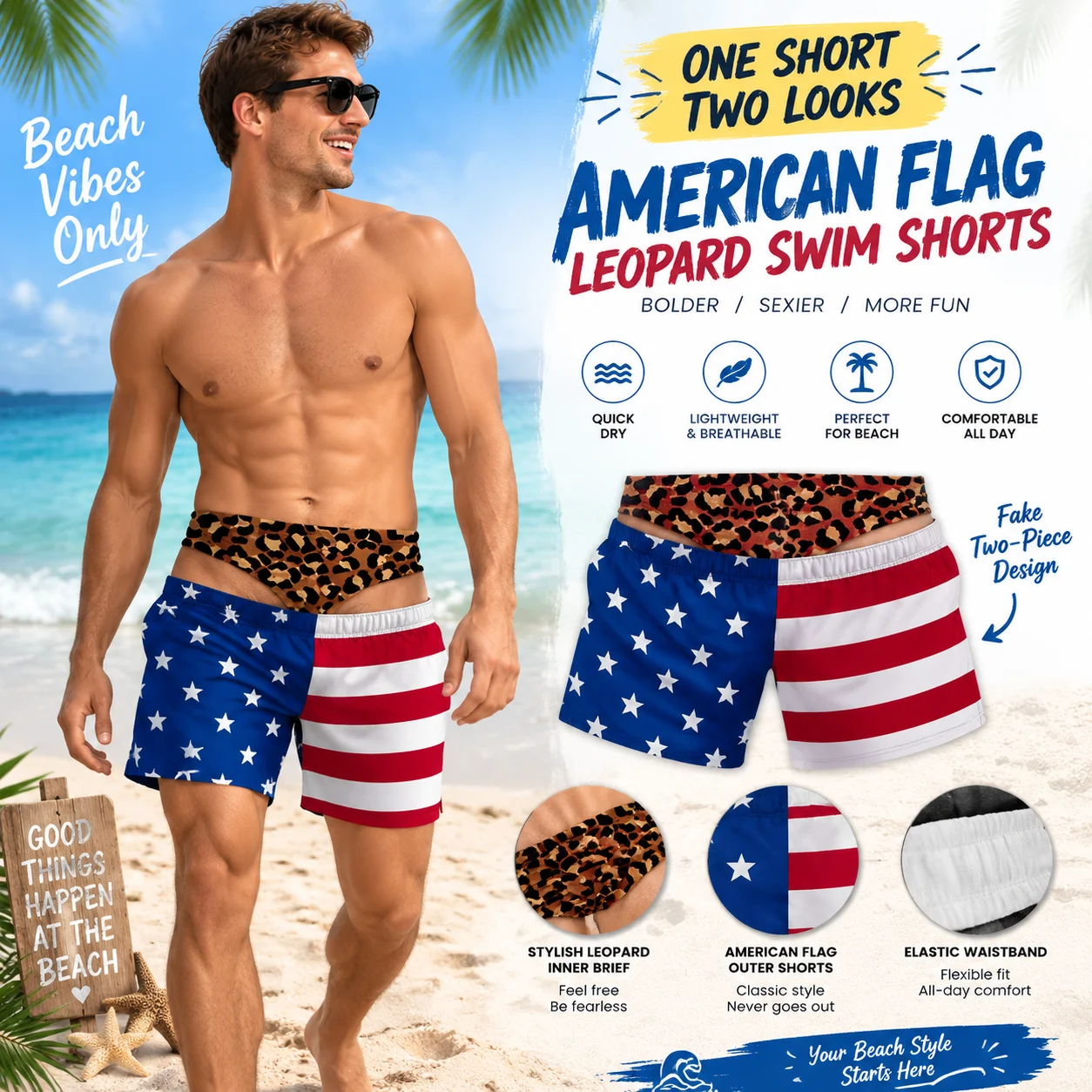 Funny Optical Illusion Men Swim Trunks Fake Two Piece Thong Print Boardshorts Novelty Summer Beach Shorts Hilarious Swim Trunks