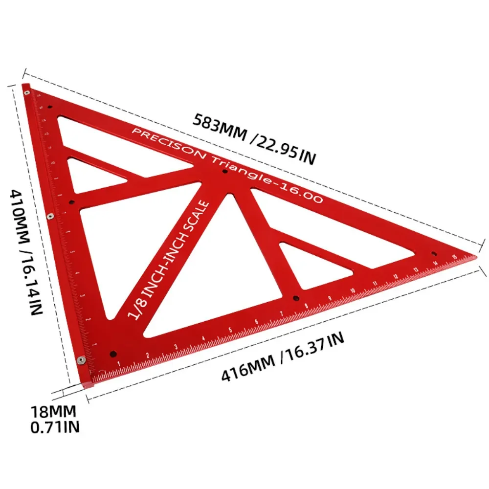 Woodworking Square Ruler 90° Right Angle Aluminum Rafter Square Carpenter Inch Triangle Marking Gauge Framing Square Layout Tool