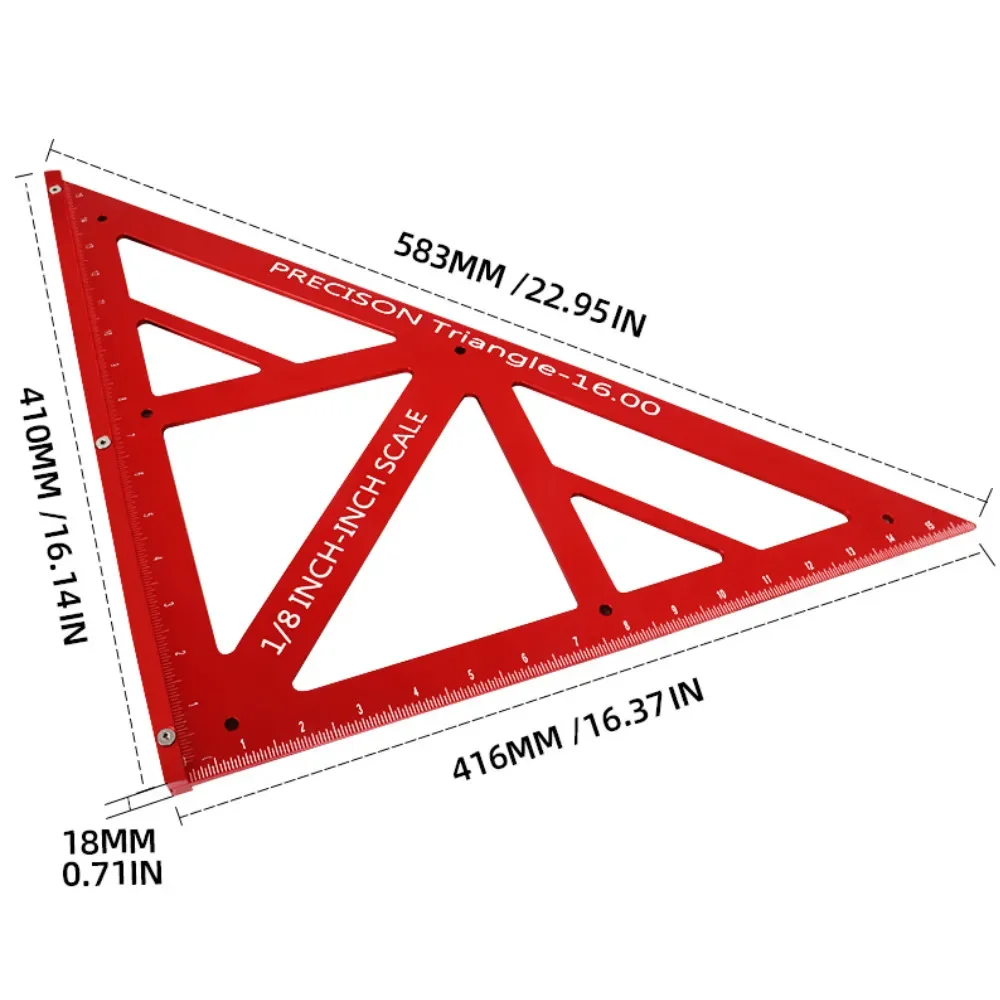 Деревообрабатывающая квадратная линейка, угловая алюминиевая рулетка под прямым углом 90 °, для столярных площадей, треугольников, маркировочный